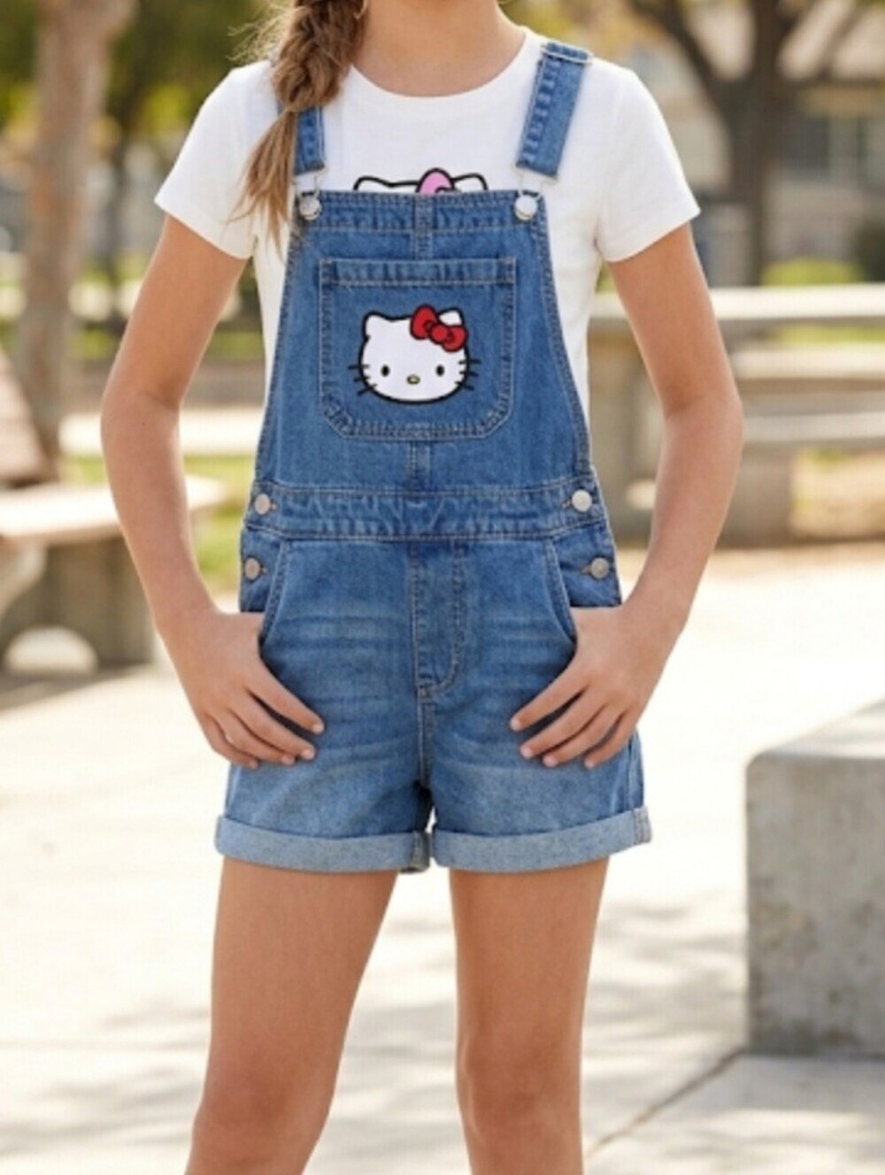 Hello Kitty denim short jumpsuit is part of the Hello Kitty x SheIn collabo
